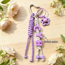 1pc Tassel Heart Bell Custom Bag Charm, Handmade Braided Rope Letter Bead Bag Pendant/Keychain/Phone Charm, Bow, Heart Keychain Christmas Gift. - Woven Ornaments - View 47