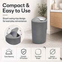 Modern Minimalist Style Trash Cans Collection, Matte Finish/Bamboo & Wood Elements, One-Touch Lid, Multi-Functional Sorting Storage Bins For Home & Office - Gray C - View 3