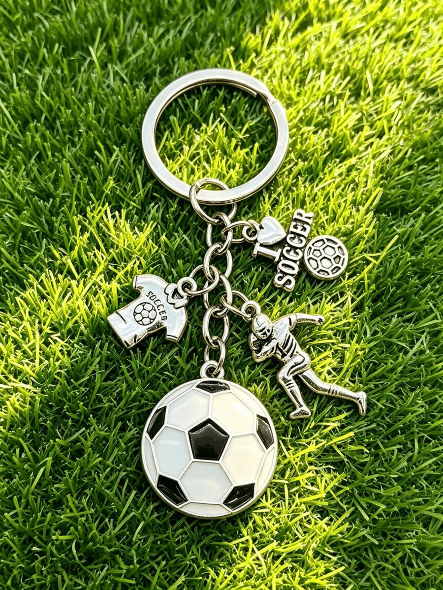 1 Or 2 Exquisite Football Keychains With Printed Patterns, World Cup Commemorative Football Keychains With Small Football Charms. These Are Essential Accessories For Football Fans, Suitable For Backpacks Or Cars, And Creative Football Keychains For Students And Fans. - Light Grey - View 1