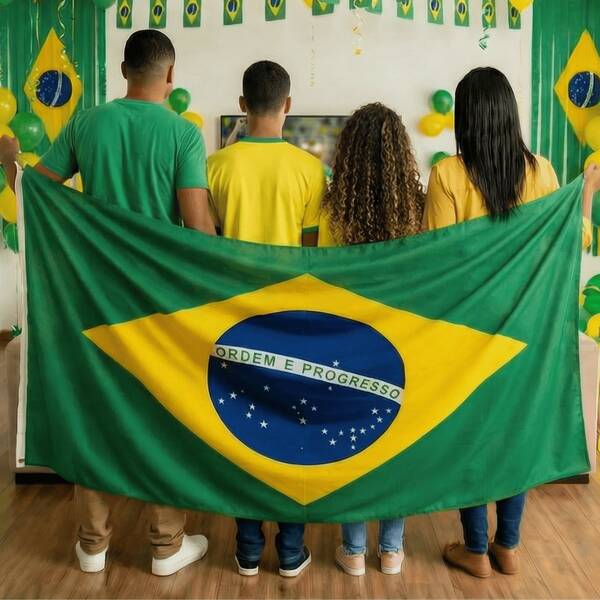 Bandeira do Brasil Grande Copa d o Mundo Varios Tamanhos Estampada Exclusiva Com Espaço Para Haste