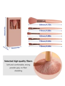 5pcs Customized Mini Makeup Brush Set, Can Customize Name/Text/Logo, Includes Mirror, Portable Eyeshadow Brush Set, Personalized Travel Makeup Brush Set, All-In-One Eye Makeup Brush Set (For Eyeshadow, Blush, Contour, Etc.) - one-size - View 2