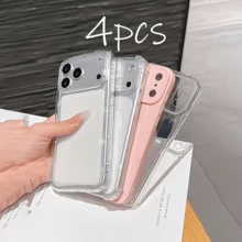 4pcs Transparent Pink Soft Silicone Phone Case Set, Compatible With Apple 17, 16, 15, 14, 13, 12, 11 Pro Max, Air - Multicolor - View 2