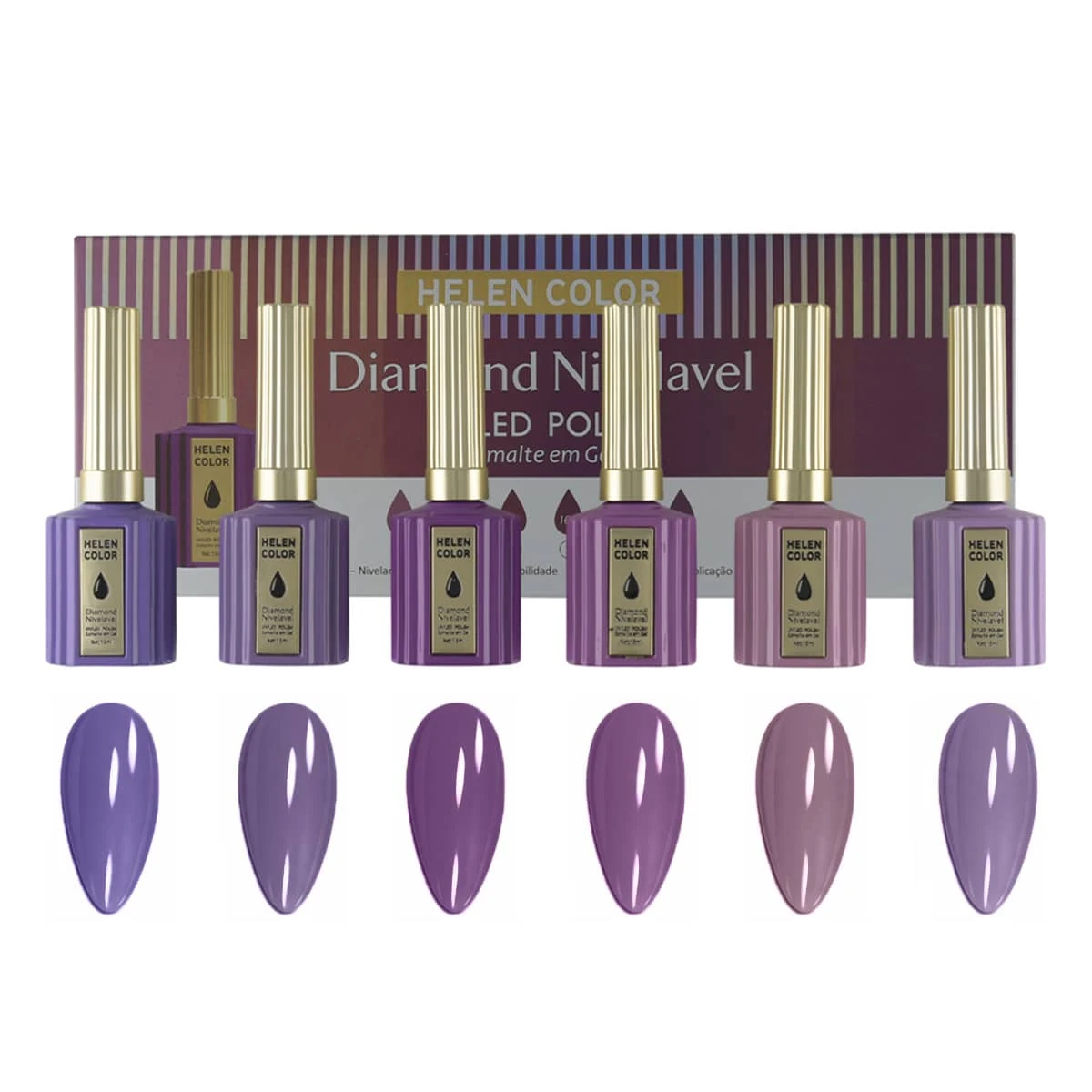 Kit 6 Diamond Nail Polishes 15ml Each - Helen Color - Seasons Of The Year - 紫色 - 查看 1