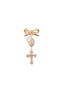 Catholic Cross Brooch, Virgin Mary Amulet, Italian Horn Accessory, Customizable Letter A-Z Cross Bow Brooch, Suitable For Daily Wear And Religious Occasions, Expresses Faith And Adds Fashionable Flair To Outfits, Perfect For Christians, Religious Enthusiasts, Fashion Seekers, Ideal For Church Services, Daily Accessories, Gifts, Holiday Gifts - Multicolor - View 11