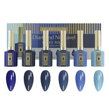Kit 6 Diamond Nail Polishes 15ml Each - Helen Color - Seasons Of The Year - Teal Blue - View 8