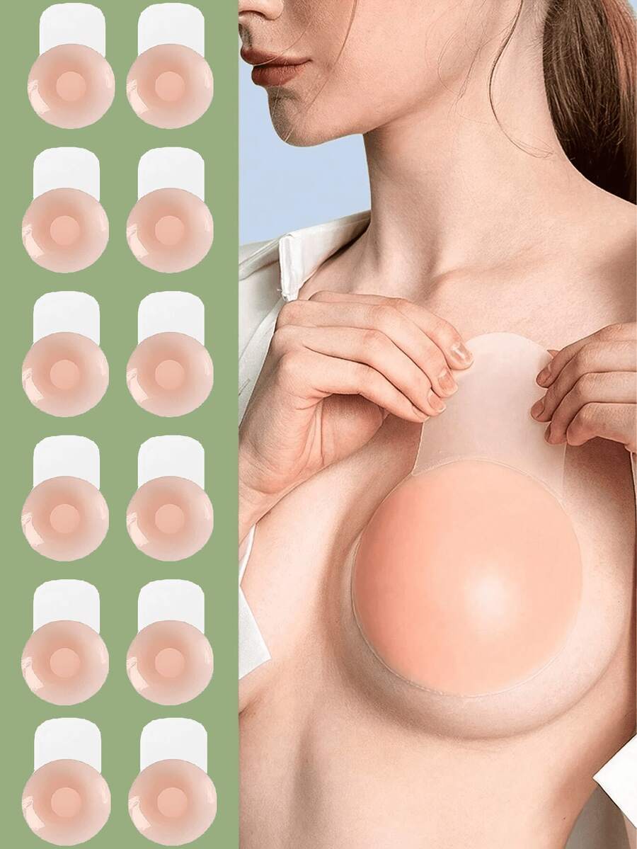 12入組矽膠隱形乳貼，提拉小胸，適用於露背無肩帶洋裝、約會、婚禮及其他場合 (2/12入組)