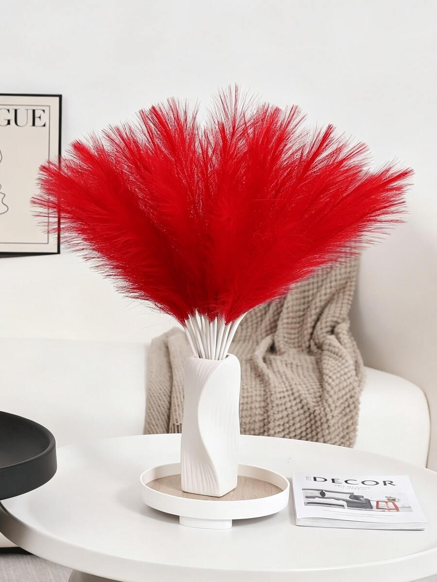 10 piezas/20 piezas Plástico Rattan artificial, Decoración bohemia Rattan, Relleno de jarrón para el hogar moderno Plantas artificiales, Decoración de boda, Decoración de jardín, Decoración de primavera, Decoración de habitación - Rojo - Ver 1