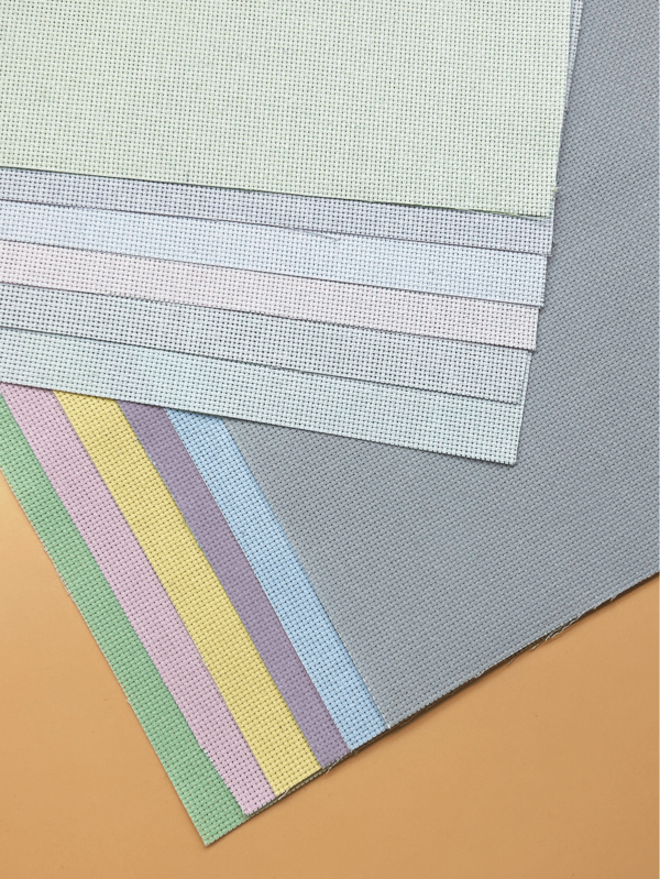 [6pcs/Set] Double-Sided Dual-Color 14ct Cross Stitch Fabric, 30x30cm, 6 Color Options, One Side Colorful, One Side White, Flexible To Choose Base Color Based On Project Theme, One Set Can Accommodate Two Color Schemes, Suitable For Making Coasters, Decorative Paintings, Small Tapestries And Other Medium-Small Projects, Can Also Be Combined Into Larger Sizes