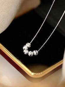 VceTd 1 Miếng Thép không gỉ Mạ vàng 18K Dây chuyền Với 5 Hạt Trang trí , Thích hợp Đối với Của phụ nữ Mặc hàng ngày Hoặc Tặng quà - Vàng - Xem 10
