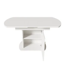 Extendable Oval Dining Table, 110/130 X 70 X 75 Cm, Dining Table With Storage, Coffee/Leisure Table, Modern And Minimalist Dining Table, Space-Saving Multifunctional Dining Table, White With Silver Handle. - White - View 7