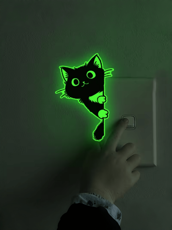 Glow In The Dark Cat Wall Sticker, Cute Luminous Cat Switch Decor, Removable Vinyl Decal For Bedroom, Living Room, Home Decor
