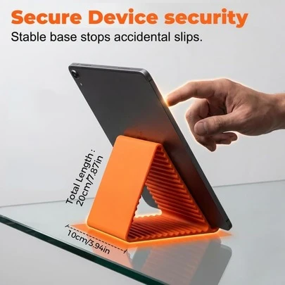 Soporte plegable portátil de silicona y aluminio para teléfono, nuevo modelo 2026, soporte ajustable para teléfono de escritorio, soporte para teléfono de avión para tableta, computadora portátil, escritorio, viaje, antideslizante para cama, oficina, caminadora (naranja)