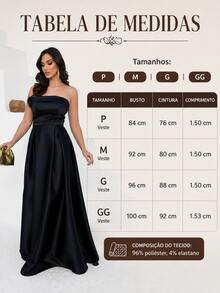 Elegant Strapless Party Dress With A Slit On The Leg, Maid Of Honor, Mother Of The Bride, Guest And Graduates. - 黑色 - 查看 5