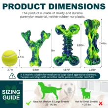 Indestructible Dog Toys For Aggressive Chewers: 3-Pack Bacon Flavored Hard Nylon Dog Chew Toys For Medium & Large Dogs(25-90lbs), Tough Super Chewer Dog Bones Toys To Keep Them Busy, Brown - 3PC-peanut Butter-green - View 4