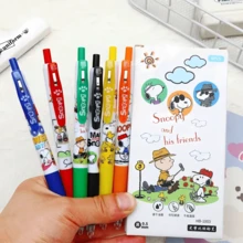 SNOOPY 6支装史努比卡通中性笔，0.55mm黑色墨水签名笔，可爱治愈小狗学习用品，学校必备，文具用品，学习用品，完美的派对礼物，粉丝节日礼物。 - 彩色 - 查看 5
