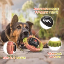 Dog Toys For Aggressive Chewers Large Medium Breed, Indestructible Squeaky Dog Chew Toys, Tough Nylon Rubber Interactive Dog Toys To Keep Them Busy - 紅綠混合 - 查看 2