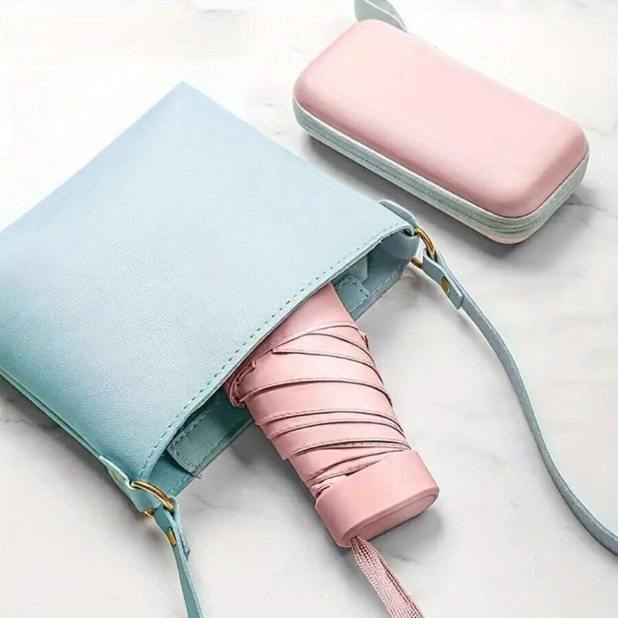 Ô dù gấp mini 6 nan - Nhỏ gọn, nhẹ và có tay cầm và khung chắc chắn, ô che nắng và che mưa dùng được cho cả nam và nữ, ô dù nhỏ gọn dạng thẻ, ô dù hình viên nang. - Nhiều màu - Xem 1