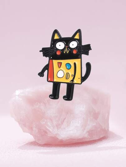 Creative Abstract Art Cat Enamel Badge, Cartoon Interesting Graffiti Cat Badge, Fashion Accessory, Unisex Design, Gift For Friends