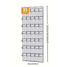 Behind-Door Shoe Hanging Storage Bags - Black 35 Compartments - View 2