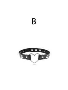 Dây chuyền choker da thời trang nam nữ cá tính, phong cách Punk Goth Metal, đính gai nhọn, mắt xích. - màu đen - Xem 10