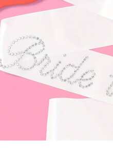 2pcs White Bride-To-Be Sash With Rhinestone "Bride To Be" Letter, Baroque Style, Bridal Shower Decoration, Bachelorette Party Accessory, Wedding Gift - Multicolor - View 8