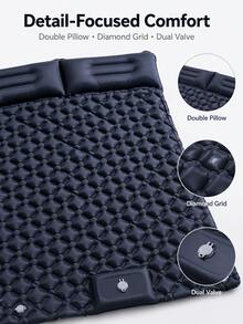 Outdoor Camping Inflatable Mattress Sleeping Pad With Pillow, Ultralight Air Mattress With Built-In Pump, Hiking Portable Folding Picnic Mat, Beach Mat, Nap Inflatable Pillow, Car Sleeping Inflatable Pillow, Christmas Sleepover Inflatable Pad - Multicolor - View 2