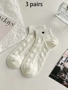 3/6 Pairs Women's Mixed Color Mesh Heart Pattern Versatile Comfortable Breathable Short Boat Socks - Multicolor - View 18
