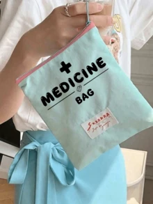 「Medicine」圖案印花便攜藥袋 藥丸收納盒 急救包 化妝包 零錢包，適用日常使用/戶外/旅行，便攜收納，化妝品、手機及其他小物品收納，旅行必備，聖誕禮物，個性化禮物袋，小禮物交換，房間裝飾 - 彩色 - 查看 9