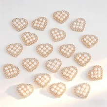 20pcs Luxury French Style Bright Acrylic Faux Pearl Heart Shaped Rhinestone, Suitable For DIY Jewelry, Wedding Decor, Home Decoration, Party Accessories, Versatile Decorative Beads - Multicolor - View 1