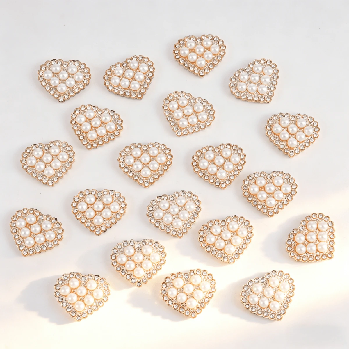 20pcs Luxury French Style Bright Acrylic Faux Pearl Heart Shaped Rhinestone, Suitable For DIY Jewelry, Wedding Decor, Home Decoration, Party Accessories, Versatile Decorative Beads - Multicolor - View 1