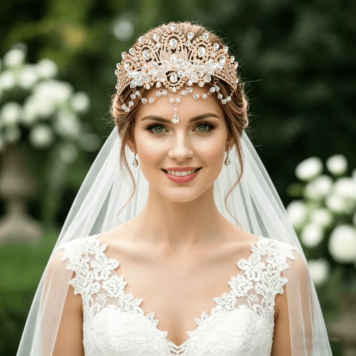 1 chiếc vương miện pha lê công chúa thanh lịch, vương miện cô dâu, phụ kiện tiệc cưới. - Bạc - Xem 1