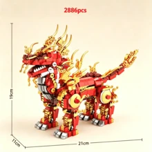 Azure Dragon Building Blocks Handmade DIY Collectible Decor, Holiday Gift Dragon Blocks, Immersive Stress Relief Assembly For Adults, Traditional Myth Chinese Dragon Building Blocks, 3D Interlocking Blocks Adult Stress Relief Toy - Multicolor - View 12