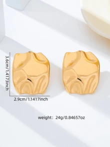 1 Pair Exaggerated Geometric Earrings For Women - Yellow Gold - View 2