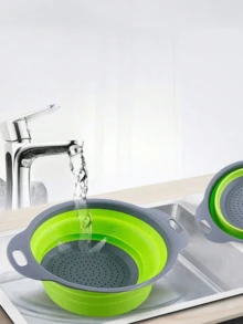 1/2pcs Foldable Silicone Colander Set, Space-Saving Strainer With Handle, Collapsible Fruit/Vegetable/Pasta Basket Strainer, Green Kitchen Tool Easy To Store, Kitchen Strainer Set With Fine Mesh, Essential Kitchen Tool And Accessory, Ideal Christmas Kitchen Gift For Home Chefs, Space-Saving For Kitchen Organization - One Size Fits All - View 8