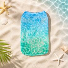 1pc Pet Dog Vest, Summer Mesh Breathable Cool Seahorse Print Pet Vest, Suitable For Small/Medium/Large Dogs & Cats, Lightweight For Home Or Beach Use - Mint Green - View 3