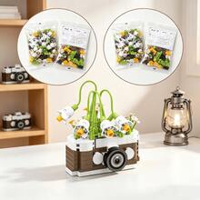 Set de Micro Bloques de Construcción Retro Floral Mini Cámara - Juguete de Modelo de Ensamblaje de Cámara Mini & Floral DIY, Decoración de Escritorio de Arte Creativo, Bloques de Construcción para Alivio del Estrés, Kit de Micro Bloques de Construcción, Regalo Ideal para Cumpleaños, Día de San Valentín y Festividades - Multicolor - View 16