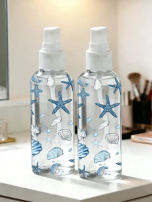 Blue Shell & Starfish Theme Refillable Spray Bottle - Reusable And Portable Spray Bottle/Travel Essential/Suitable For Essential Oils, Perfumes And Lotions/Ideal For Hair Salons, Kitchens, Bathrooms And Gardens/Suitable For Travel And Business Use (Pattern Placement May Vary) - Multicolor - View 2