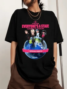 Everyone's A Star Inspired Tour Shirt 2026, Vintage-Konzert-Stil T-Shirt, Musik-Fan-Grafik-T-Shirt, Sweatshirt & Hoodie. Bedrucktes Herren-Mode-Kurzarm-Sport-T-Shirt mit Rundhalsausschnitt, bequem und vielseitig, . - Schwarz - Übersicht 1
