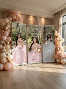 1pc Personalized Birthday Banner, Can Add Personal Name And Portrait. Vinyl Banner Designed For Birthday Party, Personalized Birthday Poster With Photo, Personalized Text And Pattern Banner, Suitable For Home Wall And Outdoor Decoration. Black And Gold Polyester Fiber Background, Personalized Black And Gold Graduation Logo With Photo, Perfect For Indoor And Outdoor Party Decoration And Party Setup - Multicolor - View 5
