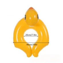 Yellow Inflatable Swimming Ring Duck Shaped Floating Mat, Summer Outdoor Water Leisure Floating Bed, Inflatable Raft, Swimming Toy For Children And Kids - Yellow - View 3