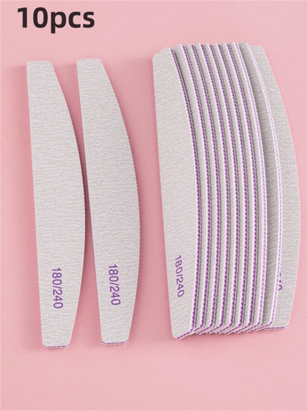 5pcs/10pcs Professional Crescent Nail Files - Manicure Supplies, Nail Tools And Nail Products. Suitable For Trimming Natural Nails, Acrylic Nails, UV Gel Nails, As Well As Removing Nail Polish And Foot Care