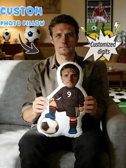 1 pieza Cojín personalizado para amante del fútbol, se puede personalizar con tu número de fútbol favorito, regalo único para el hogar, regalo de Navidad, regalo del Día de San Valentín, regalo para novio, regalo para hombres, regalo de aniversario