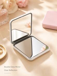 5pcs Portable Folding Makeup Mirror Set, 2.95 X 2.36in Double-Sided Compact Pocket Mirrors For Purse, Travel, Office, Lipstick Checks And Daily Makeup Touch-Ups - Random Color - View 3