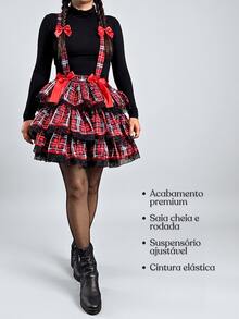 Short Round Skirt Country June Festival Quadrilha Arraiá São João Adult - Chân váy kẻ caro 2 - Xem 5