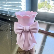 1个3D蝴蝶结花瓶，可爱少女风装饰，迷你桌面花瓶，适用于干花/鲜花，家居装饰，适用于卧室、客厅、玄关，母亲节、情人节、圣诞节、生日、婚礼，户外花园装饰品，花园配件，园艺工具。 - 多色 - 查看 4