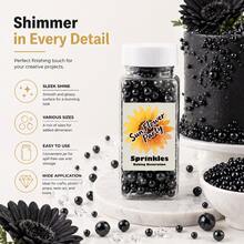 95g/3.35oz Cake Decorating Pearl, Black Colored Pearl Sprinkles, Mixed Sizes. Suitable For Cookies, Ice Cream, Macarons, Donuts, Cupcakes And Pudding Decoration. Ideal For Birthday, Wedding, Party, Valentine's Day, Mother's Day - View 2