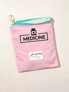 「Medicine」圖案印花便攜藥袋 藥丸收納包 急救包 化妝包 零錢包，適合日常使用/戶外/旅行，便於攜行收納，可用於化妝品、手機及其他小物品整理，旅行必備，聖誕禮物，個性化禮物袋，小禮物交換，房間裝飾 - 彩色 - 查看 3