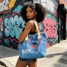 1 Túi đeo vai kiêm giỏ đựng đồ chủ đề Stitch của DISNEY có khóa kéo - Hình Stitch dễ thương, thích hợp để mang đi du lịch, đựng sách, đồ ăn nhẹ - Quà tặng cho người yêu thích Stitch - Hình vuông - Xem 9