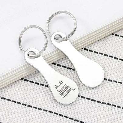 1pc European & American Supermarket Style Creative Keychain Accessory, Supermarket Token Tag Stainless Steel Pendant