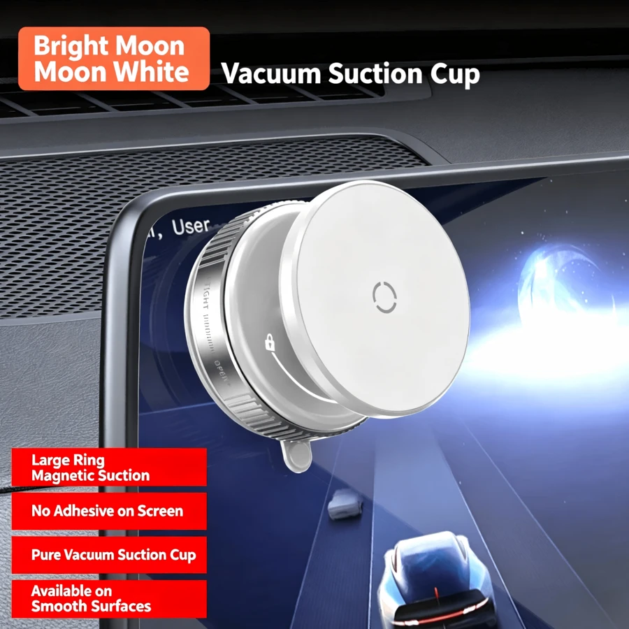 New Highly Stable Magnetic Car Phone Holder - Dual-Sided Suction Cup Design, 360° Rotation, ABS Material, Multi-Angle Adjustable, No Adhesive Required, Fits All Smartphone Sizes | Auto-Clamping Phone Holder